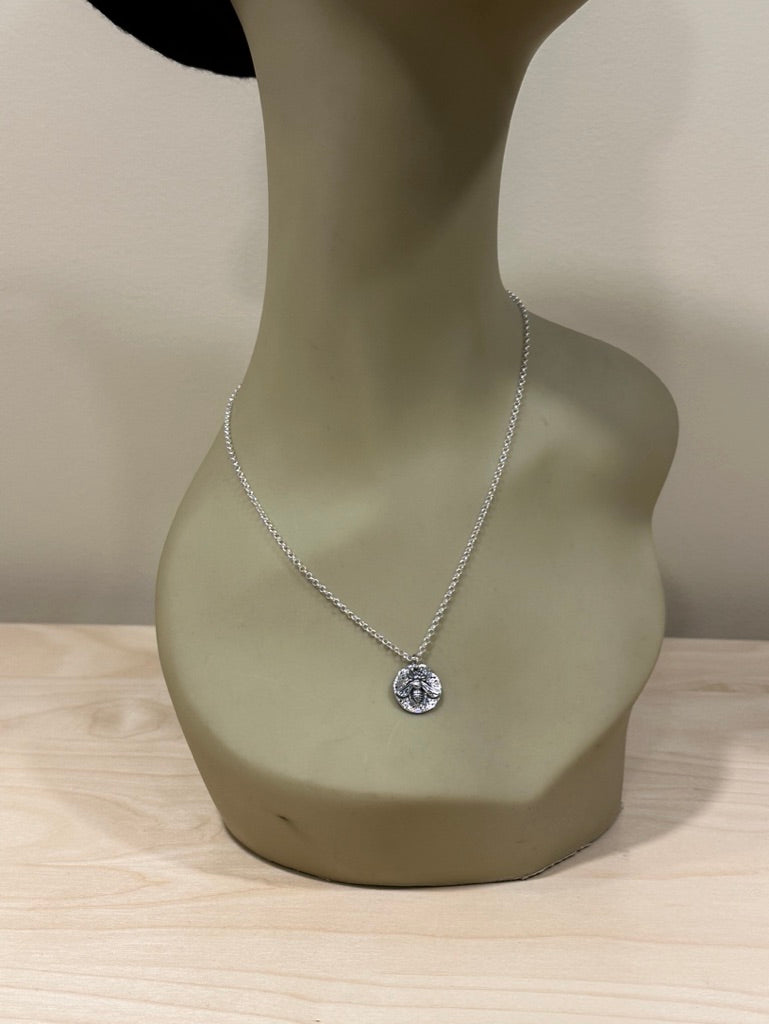 Bee Pendant - Mythological Coin Necklace - Sterling Silver