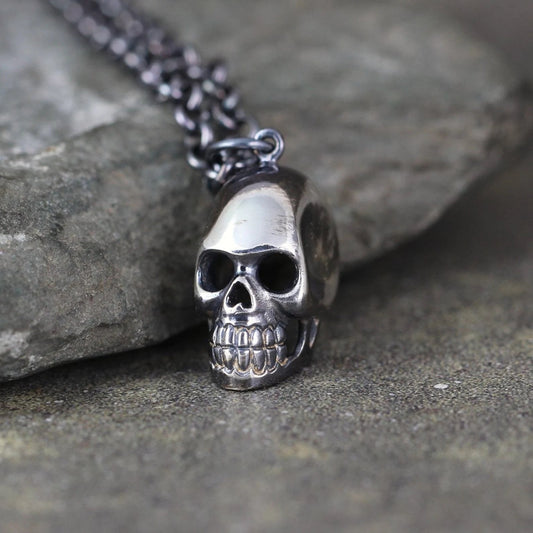 Skull Pendant - Skull Necklace - Sterling Silver Necklace - Pirate Jewellery - Biker - Goth - Jewellery for Men