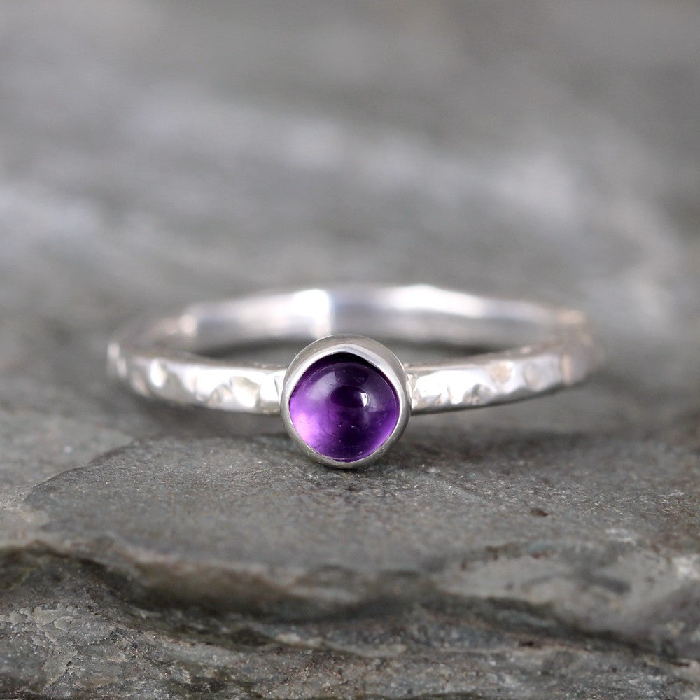 Sterling outlets Silver Stackable Ring with Amethyst, February Birthstone