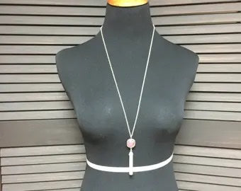 Ruby and Raw Diamond Tassel Necklace - Sterling Silver - Boho Style