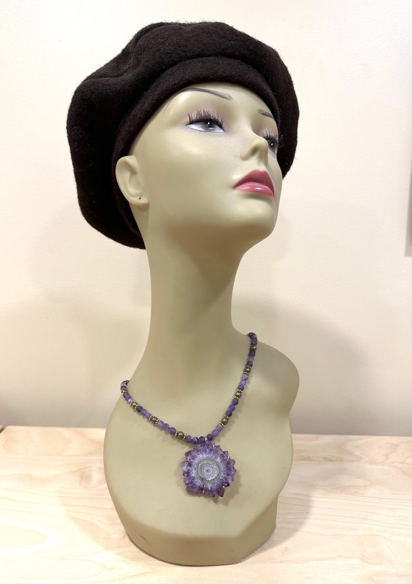 Amethyst Slice Beaded Necklace