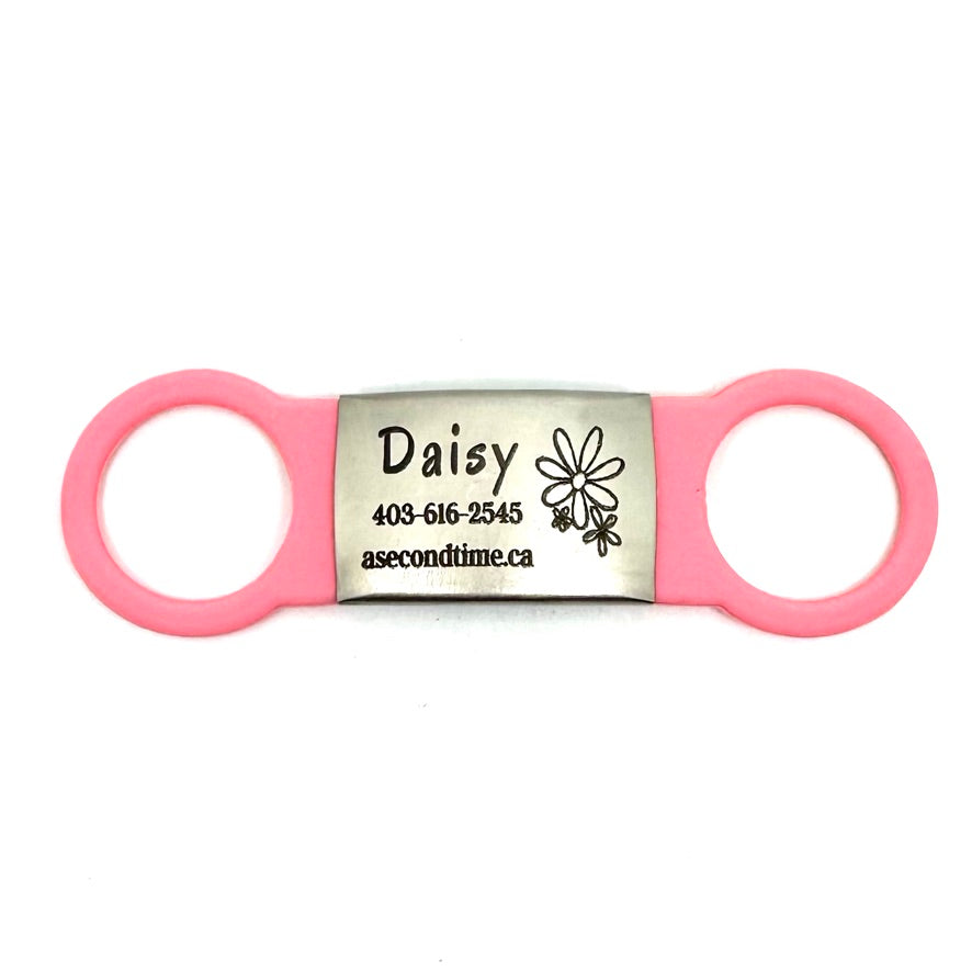 Daisy style Over the collar Pet ID Tags SILENT PET TAGS No Dangle A Second Time