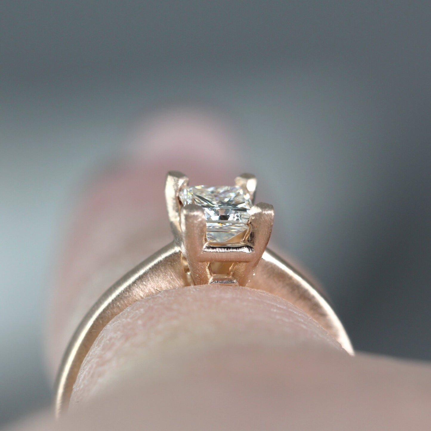 Princess Cut Diamond Solitaire Engagement Ring - 14K Rose Gold - 1/2 carat Canadian diamond - Made in Canada