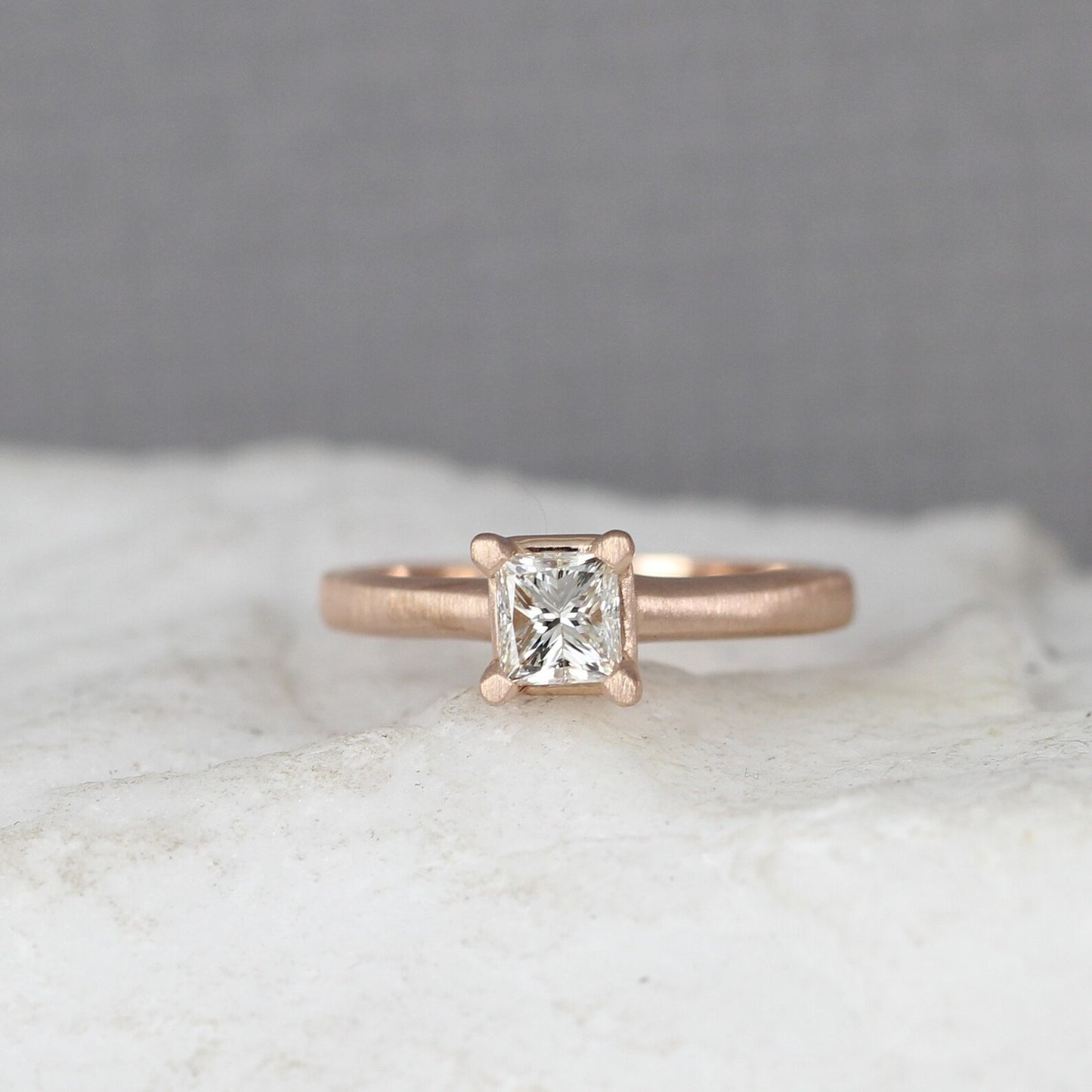Princess Cut Diamond Solitaire Engagement Ring - 14K Rose Gold - 1/2 carat Canadian diamond - Made in Canada