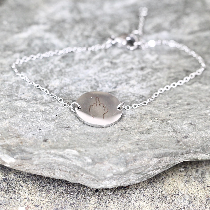 Middle Finger Bracelet - Hand Gestures Bracelet - Stainless Steel - You choose silver tone, yellow tone, rose tone