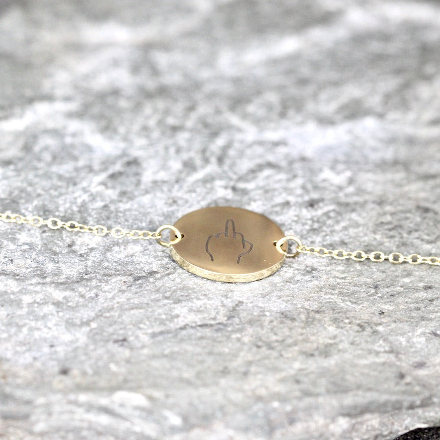 Swear Word Middle Finger Bracelet - Hand Gestures Bracelet - Stainless Steel - You choose silver tone, yellow tone, rose tone