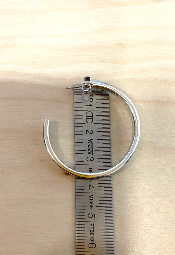 Narrow Hoop Earrings - Sterling Silver