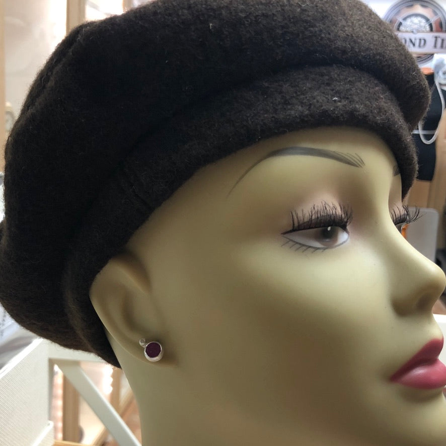 Raw Ruby with white topaz Earrings - Rough Uncut Red Gemstone Earring