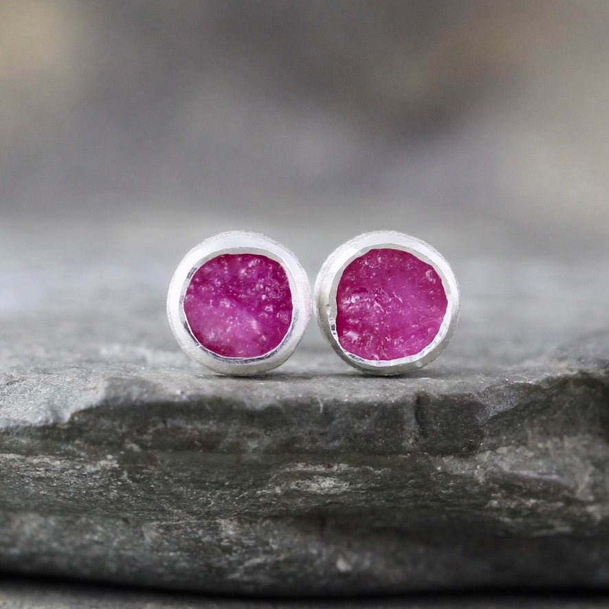 Raw ruby deals earrings