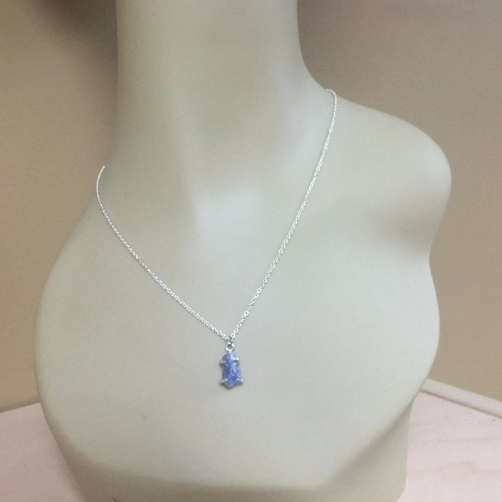 Rough Sapphire Necklace - Raw Uncut Denim Blue Sapphire Pendant