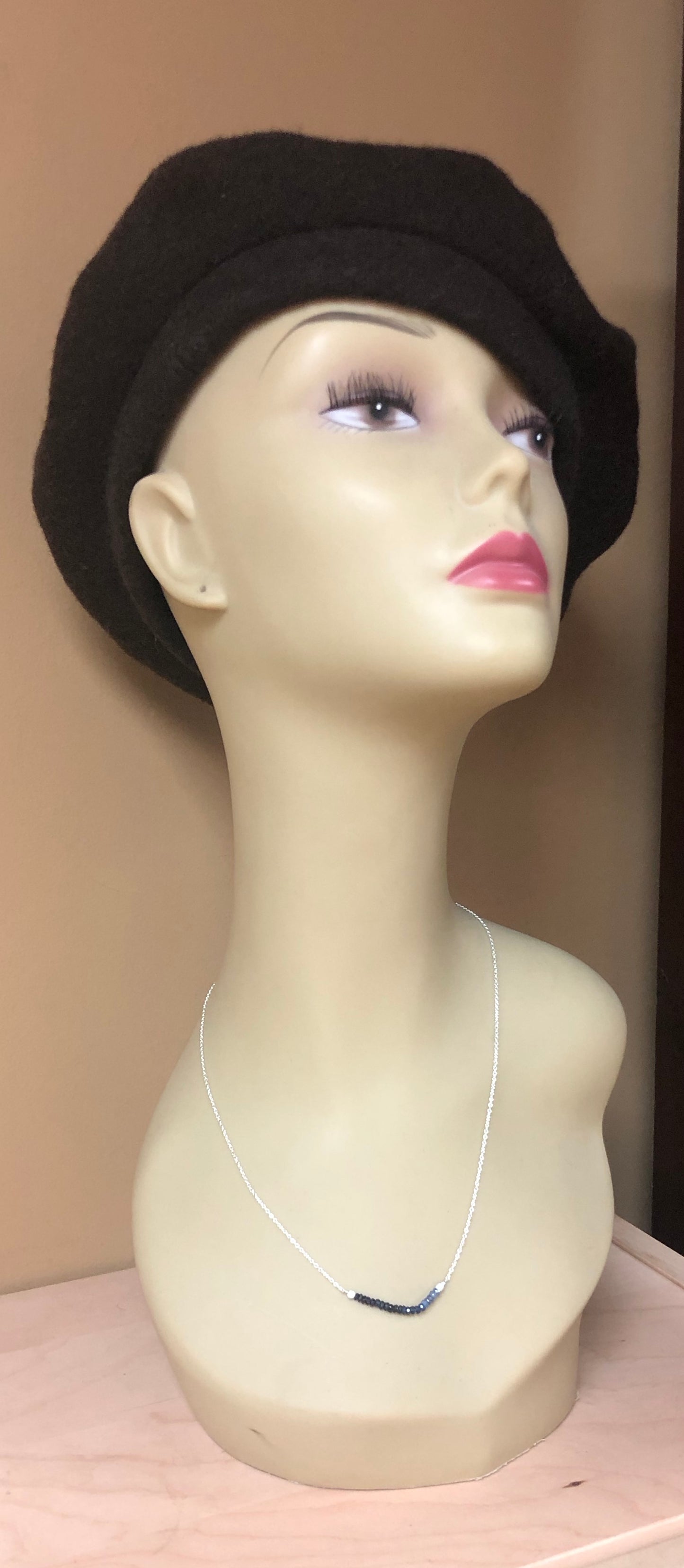 Ombre Sapphire Bar Pendant - Sapphire Beaded Necklace