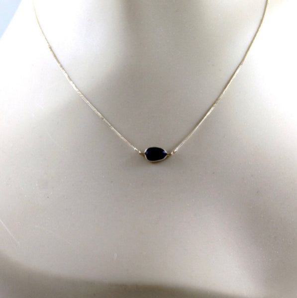 Blue Sapphire Necklace - Sapphire - Rose Cut Gemstone - 14K Yellow Gold Modern Necklace