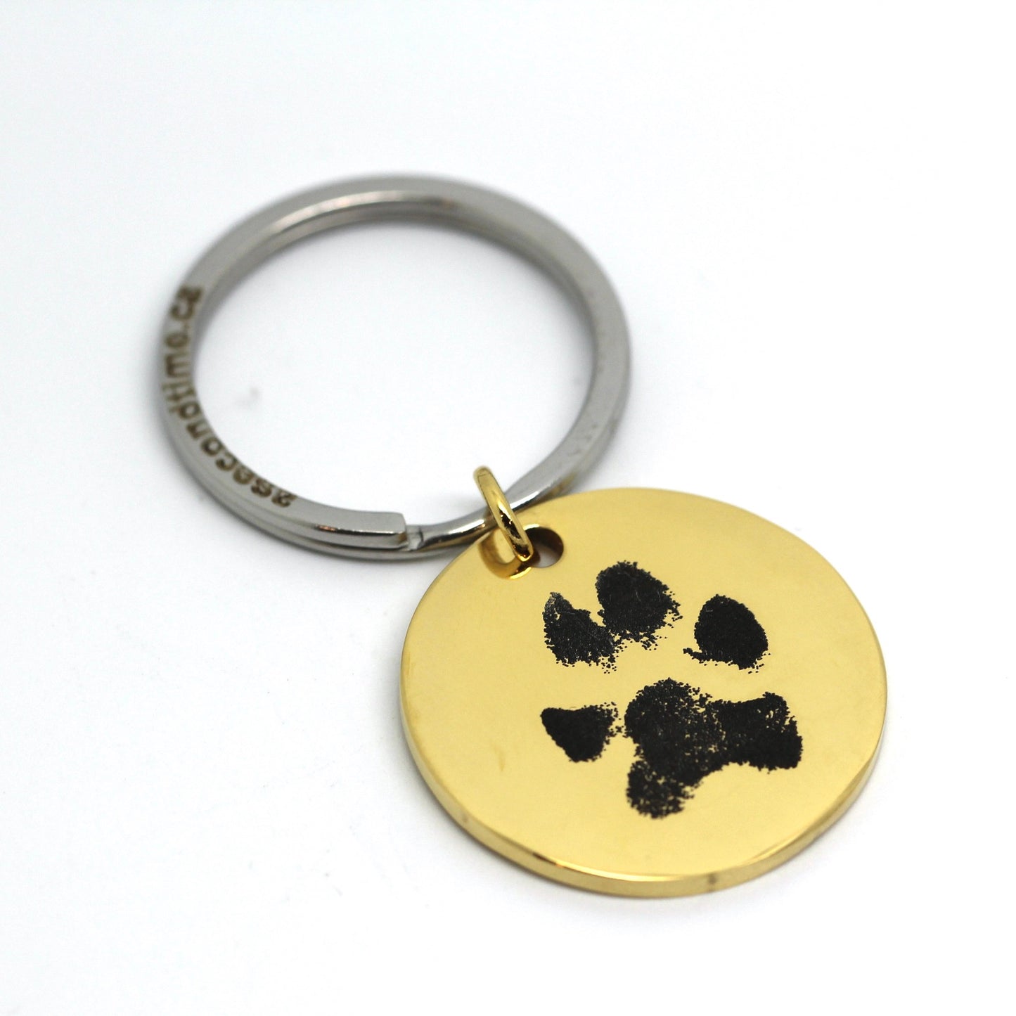 Custom Engraved Round Keychain - Engraved with actual Paw, Nose, Handwriting, Handprint or Fingerprint