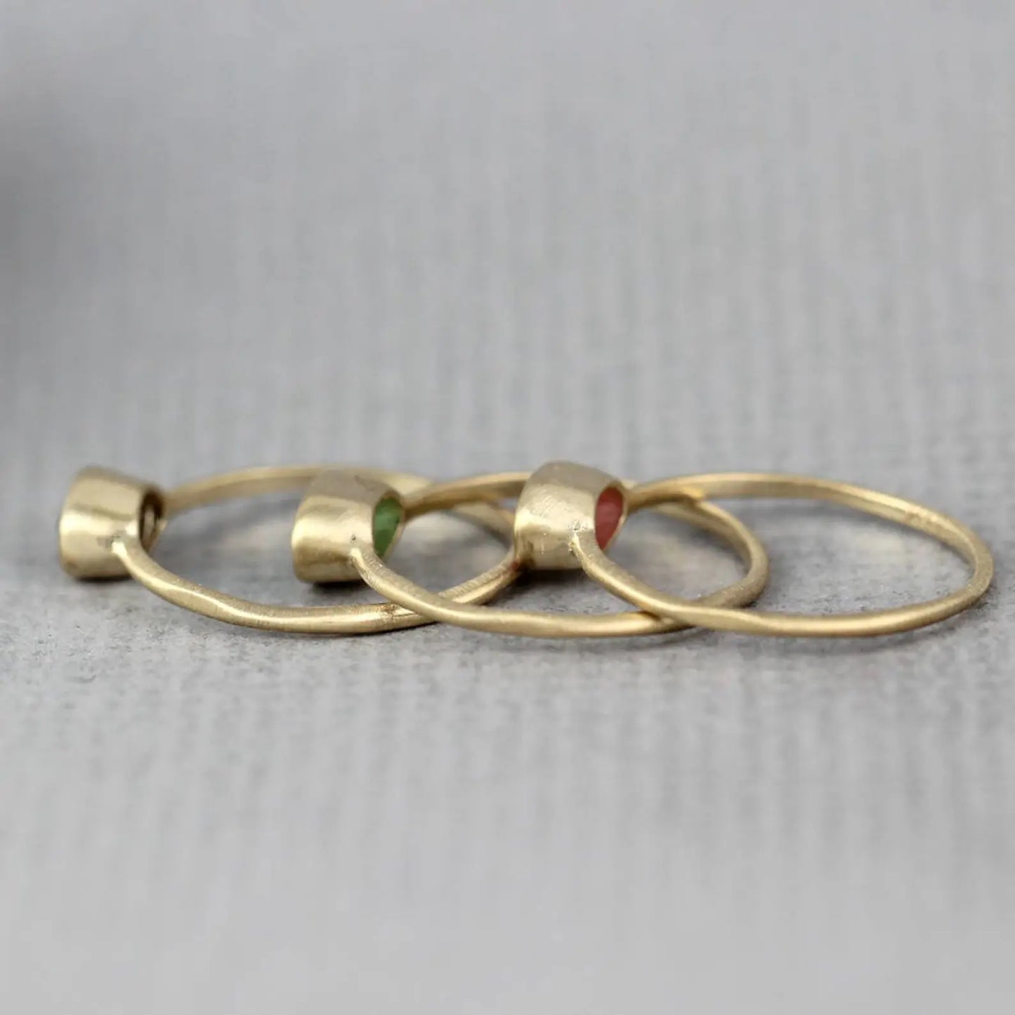 Gemstone Stacking Ring - 14K Yellow Gold - Ruby, Sapphire or Emerald