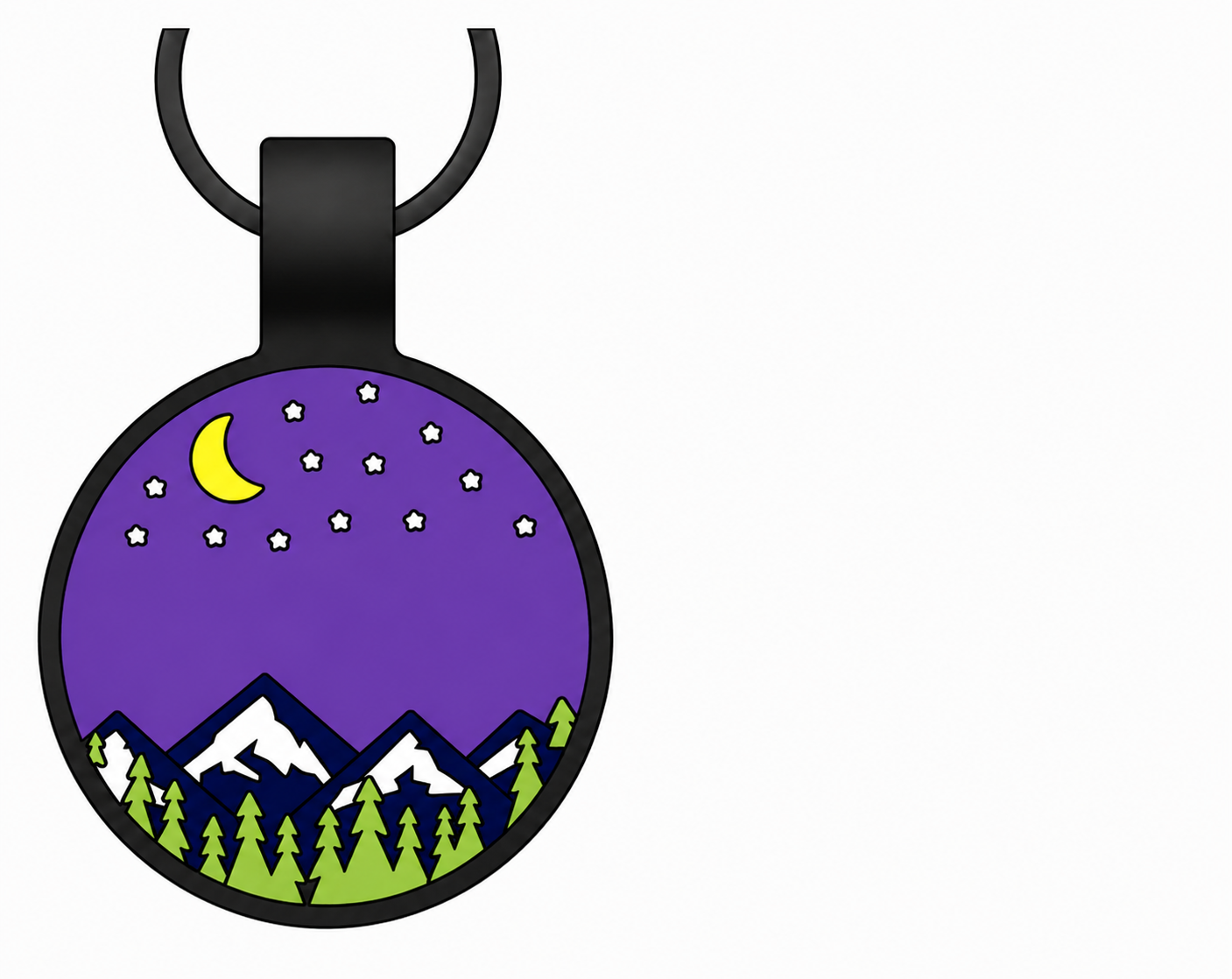 Mountain Life Collection - Silicone Pet ID Tags - Round Shape Silent Pet Tags