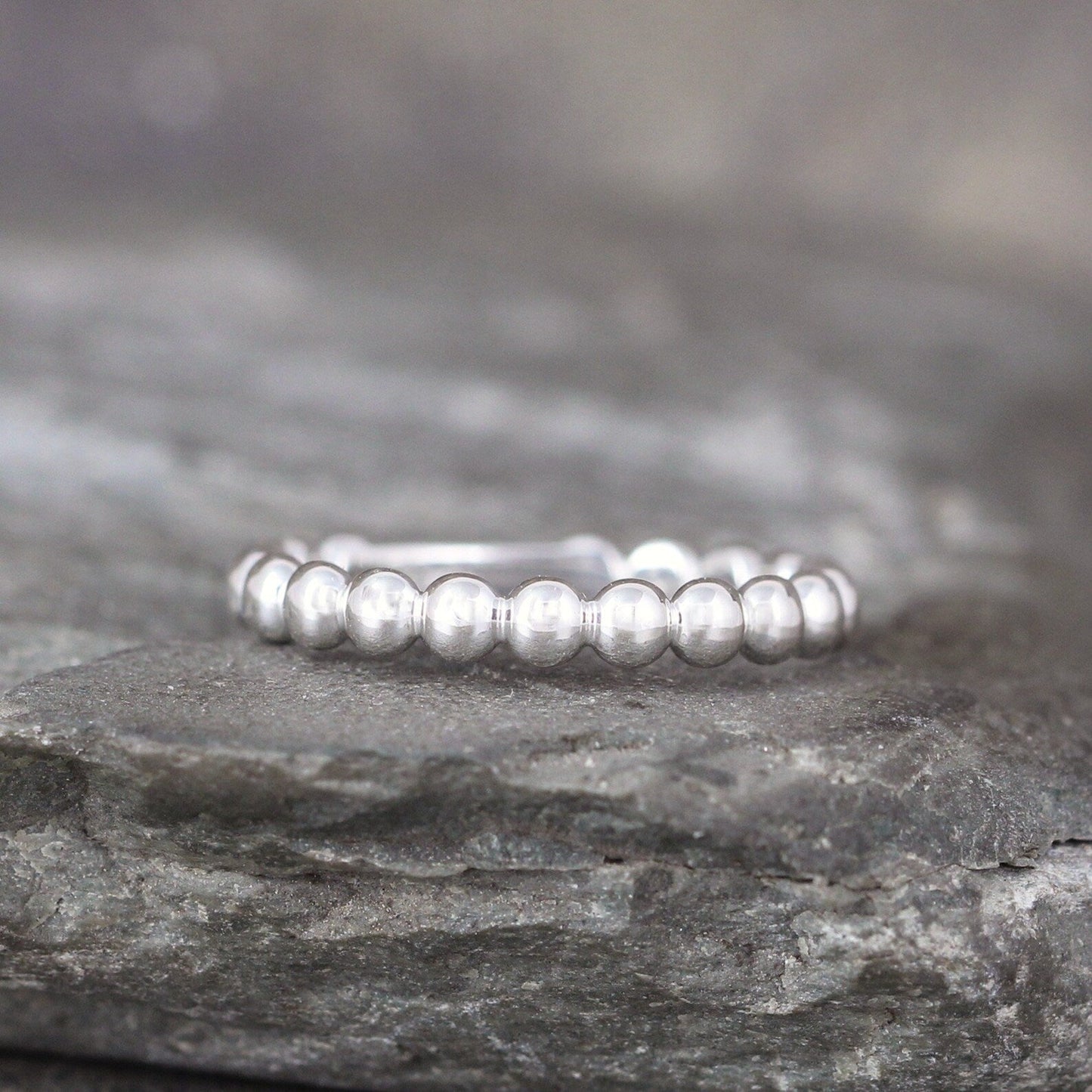 Bead Ring - Sterling Silver Stacking Ring - Modern Wedding Band