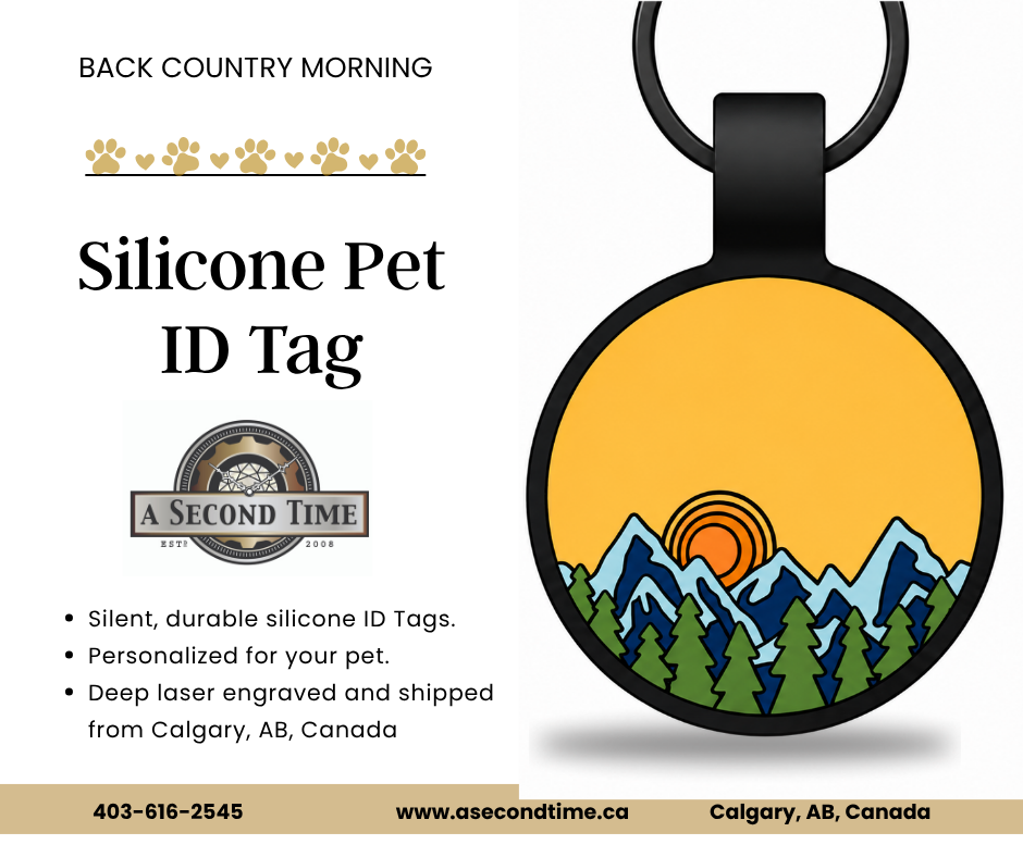 Mountain Life Collection - Silicone Pet ID Tags - Round Shape Silent Pet Tags