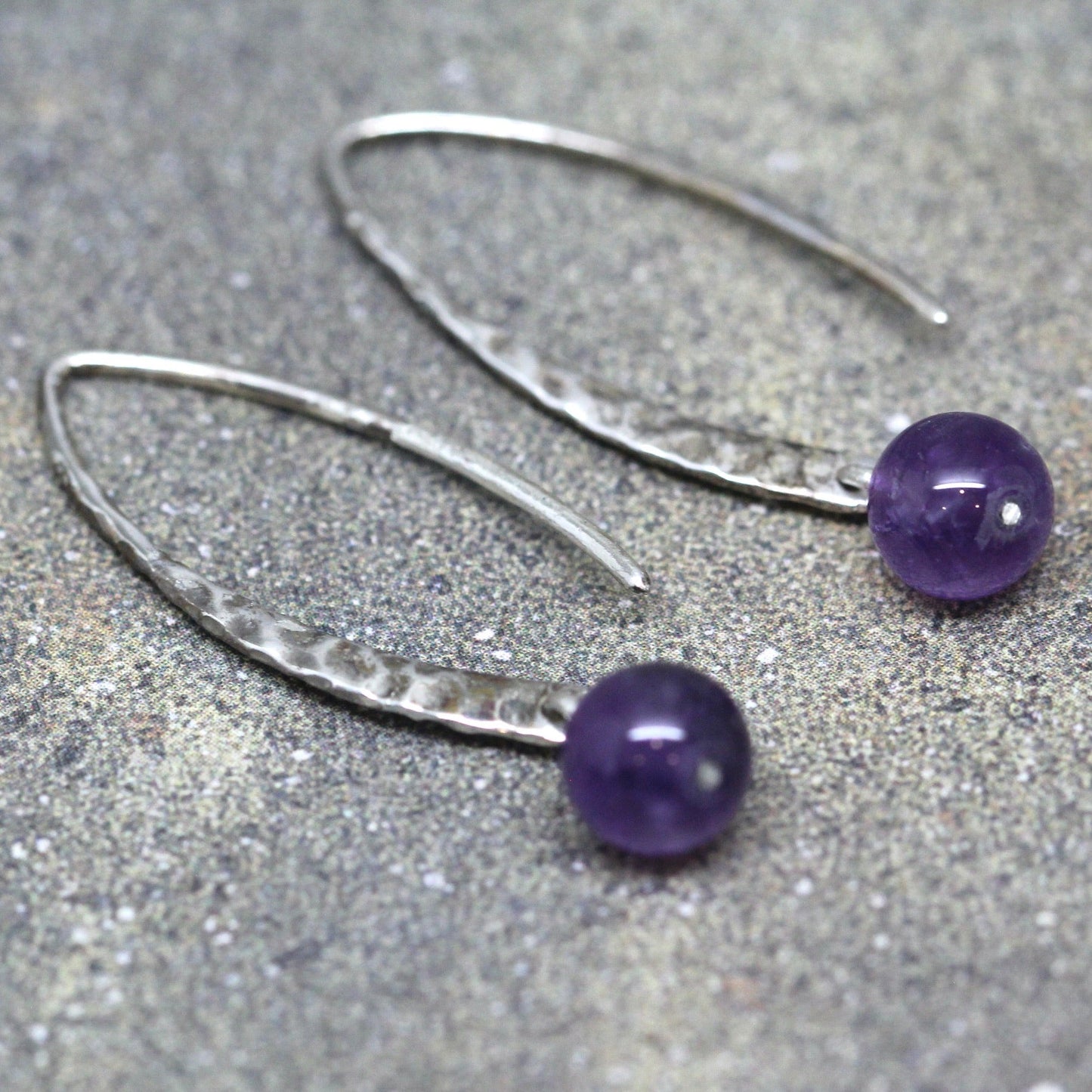 Sterling Silver and Amethyst Drop Earrings