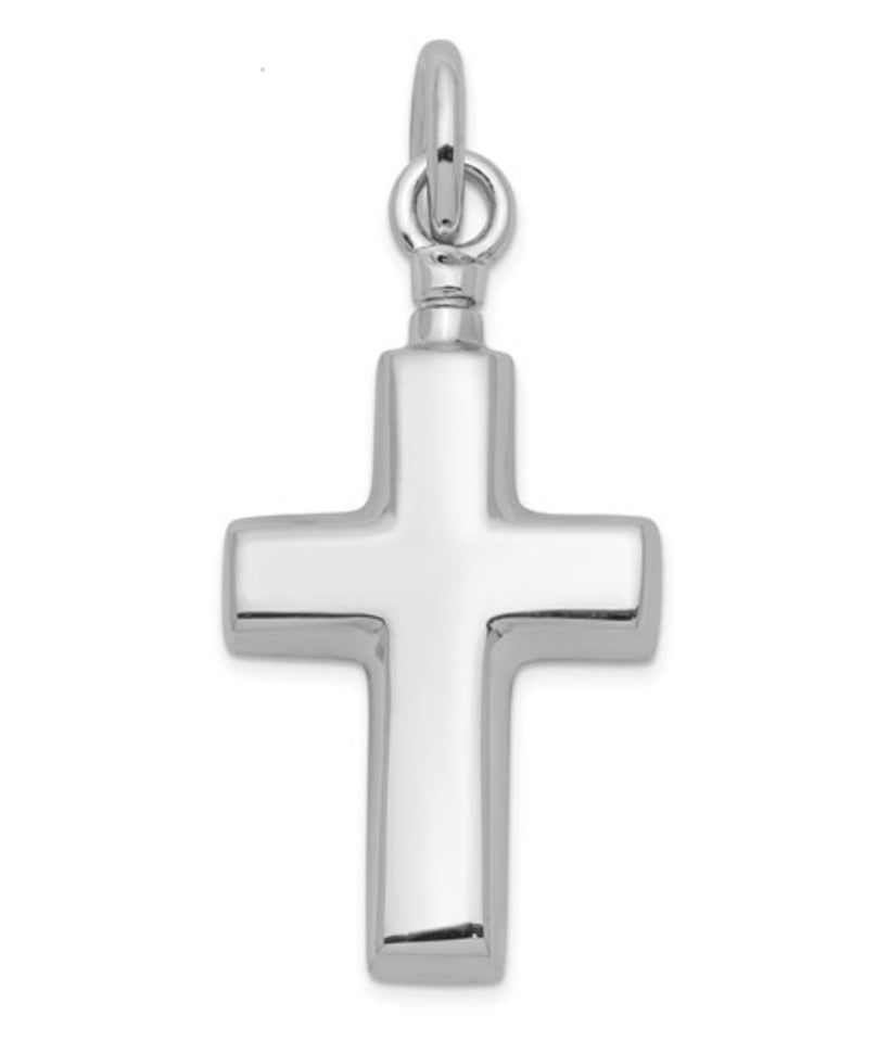 Sterling Silver Cross Ash Holder - Memorial Pendant