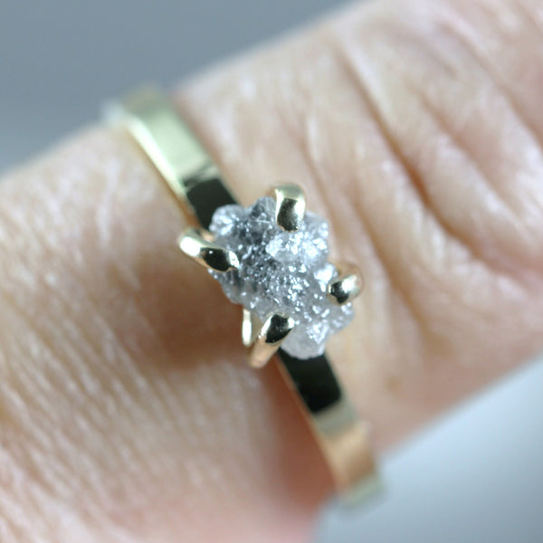 Raw Uncut Diamond Engagement Ring - 14K Yellow Gold - Rough Diamond Gemstone Ring