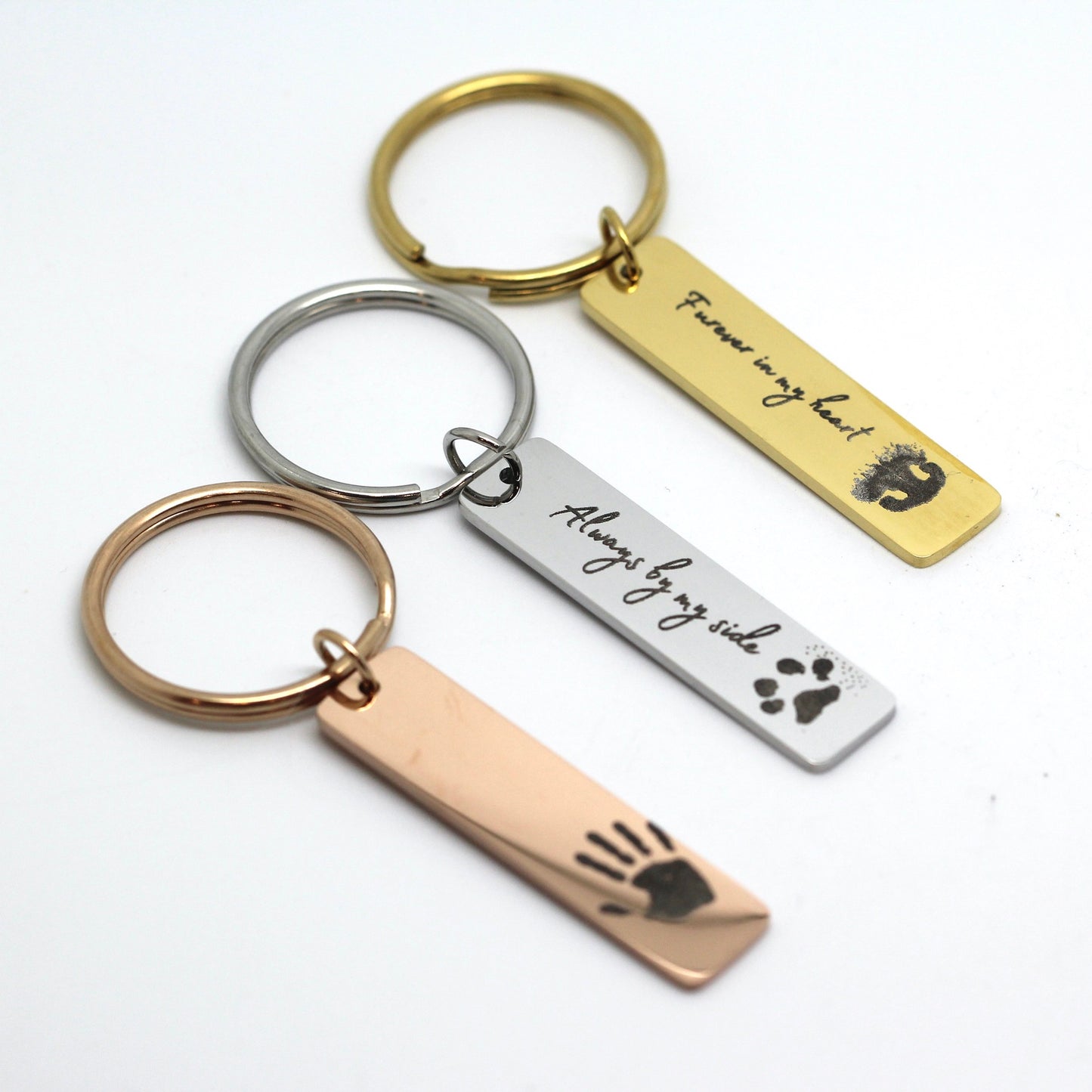 Custom Engraved Keychain - Engraved with actual Paw, Nose, Handwriting, Handprint or Fingerprint