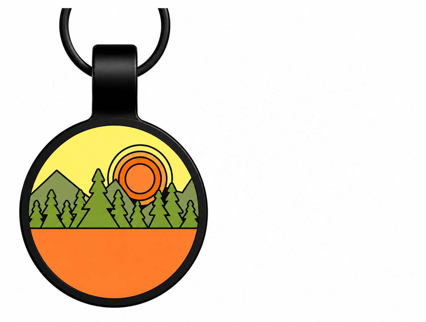Mountain Life Collection - Silicone Pet ID Tags - Round Shape Silent Pet Tags