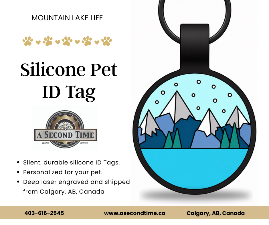 Mountain Life Collection - Silicone Pet ID Tags - Round Shape Silent Pet Tags