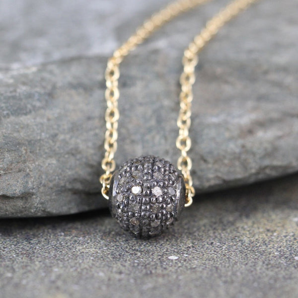Pave Diamond Bead Necklace