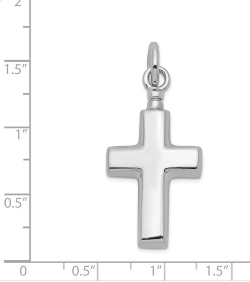 Sterling Silver Cross Ash Holder - Memorial Pendant