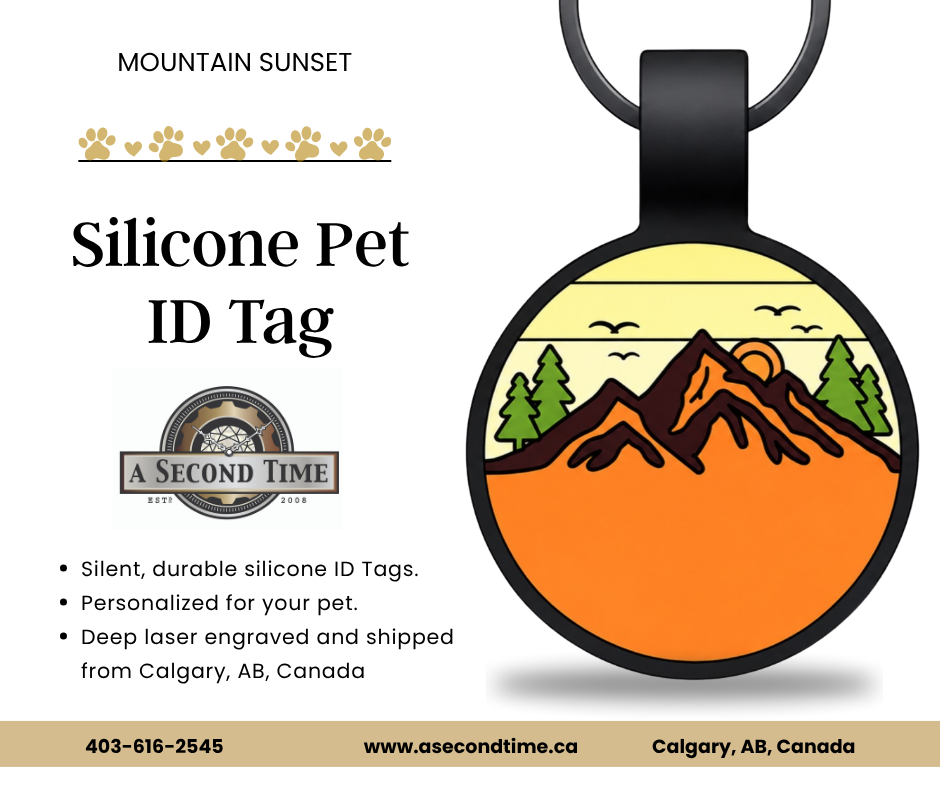Mountain Life Collection - Silicone Pet ID Tags - Round Shape Silent Pet Tags