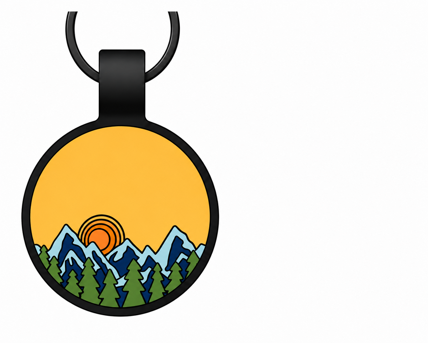 Mountain Life Collection - Silicone Pet ID Tags - Round Shape Silent Pet Tags