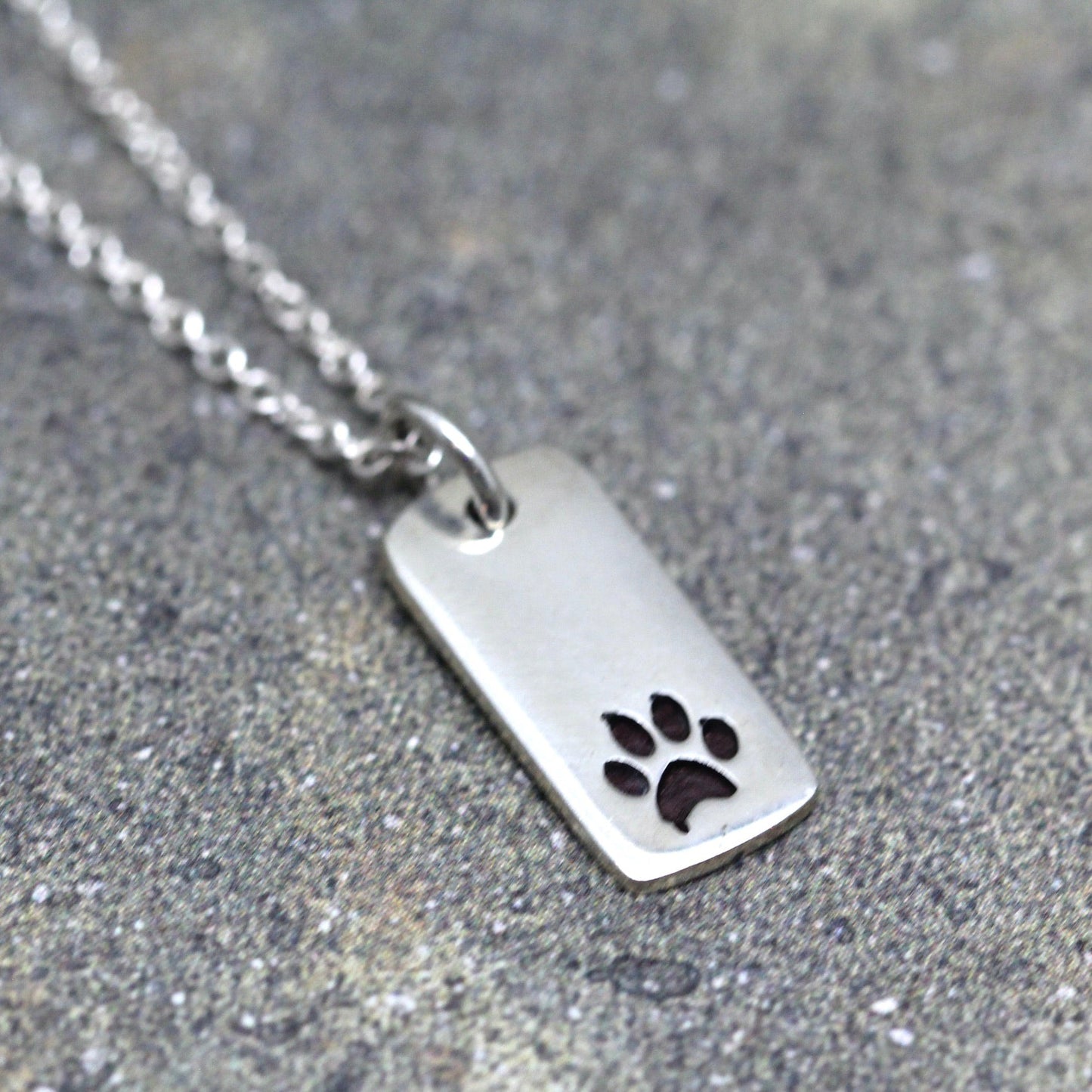 Paw Print Rectangular Disc Pendant