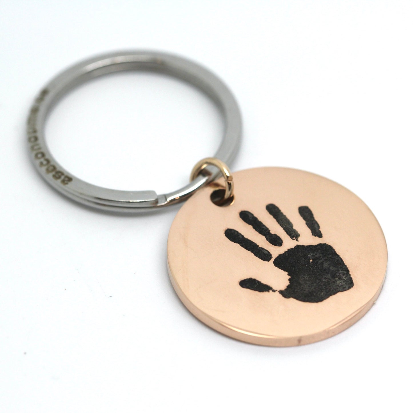 Custom Engraved Round Keychain - Engraved with actual Paw, Nose, Handwriting, Handprint or Fingerprint