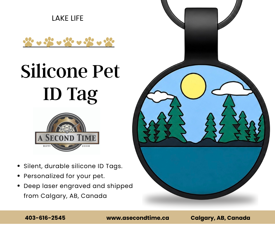 Mountain Life Collection - Silicone Pet ID Tags - Round Shape Silent Pet Tags