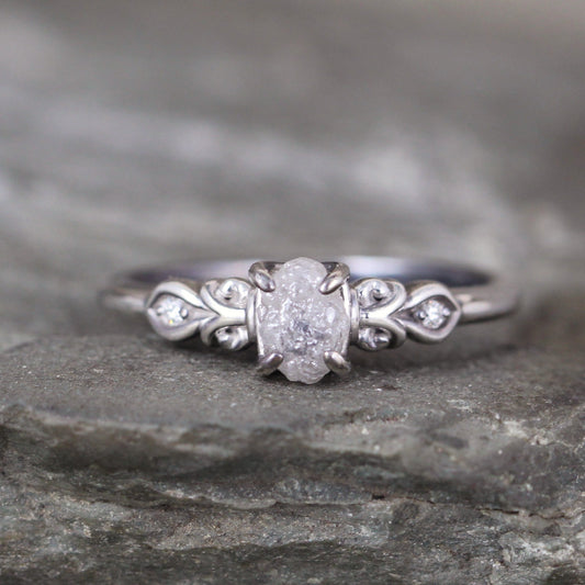 Accented Uncut Diamond Engagement Ring