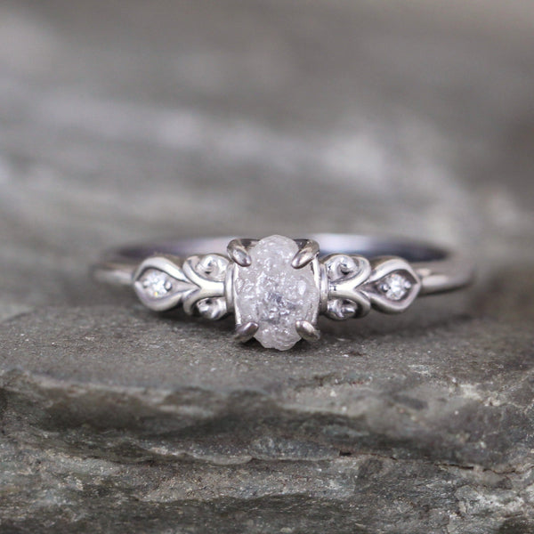 Accented Uncut Diamond Engagement Ring