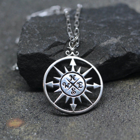 Compass Rose Sterling Silver Necklace