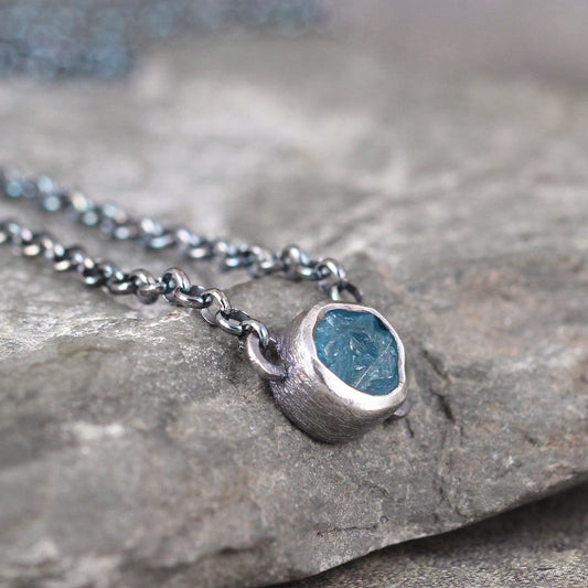 Apatite Necklace - Rough Uncut Apatite Rustic Pendant