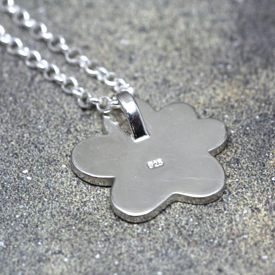 Opal Inlay Paw Print Pendant with Chain