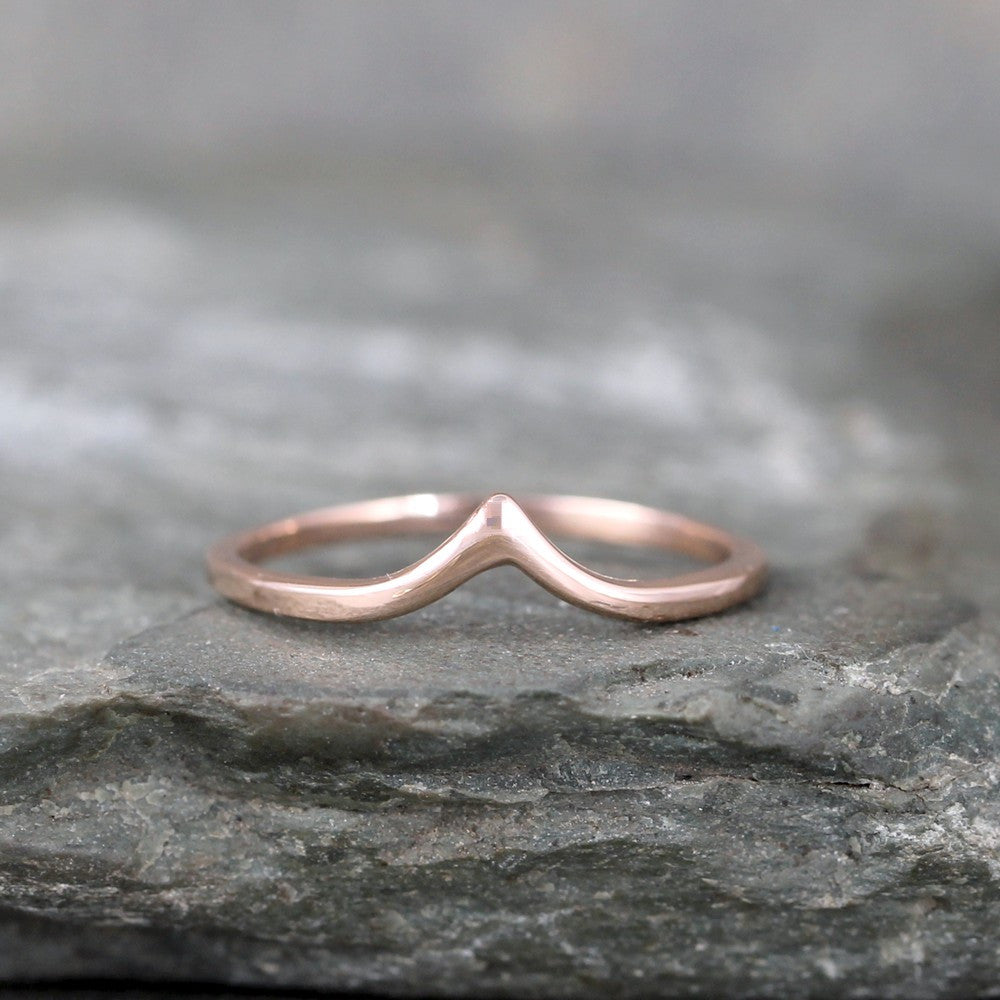 Chevron 'V' Ring - 14K Rose Pink Gold - Stacking Ring - Wedding Band