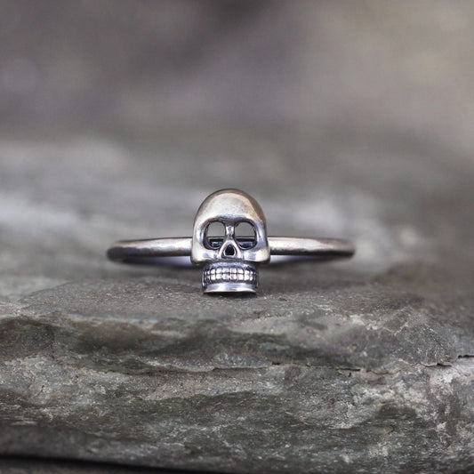 Itty Bitty Skull Ring - Tiny Skull Ring - Stacking Rings - Goth, Minimalist, Minimal, Rustic, Taxidermy Stacking Ring