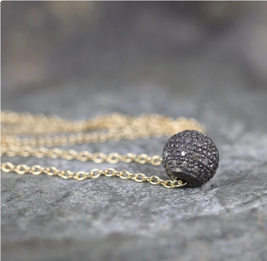 Pave Diamond Bead Necklace