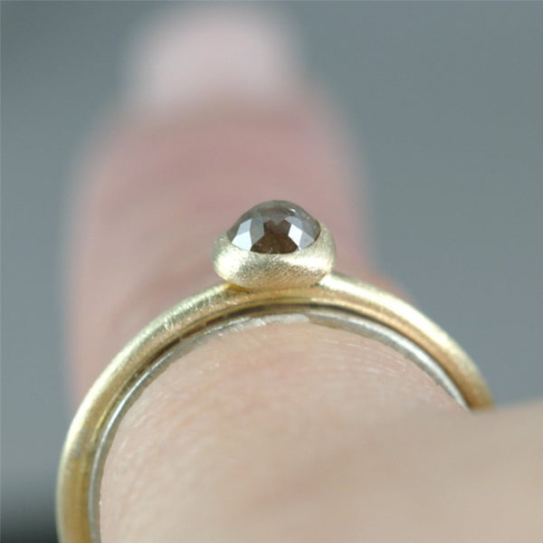 Modern Rose Cut Diamond Ring - 14K two tone gold