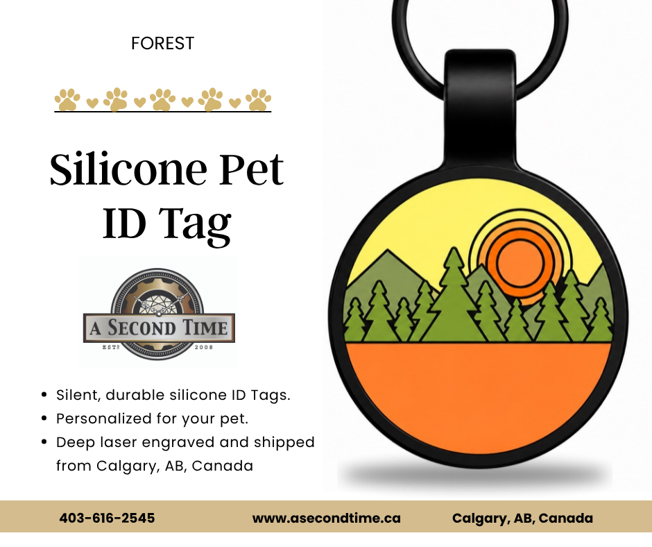 Mountain Life Collection - Silicone Pet ID Tags - Round Shape Silent Pet Tags