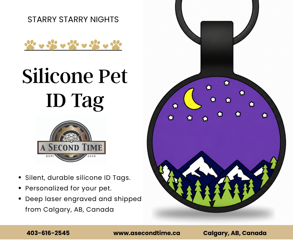 Mountain Life Collection - Silicone Pet ID Tags - Round Shape Silent Pet Tags