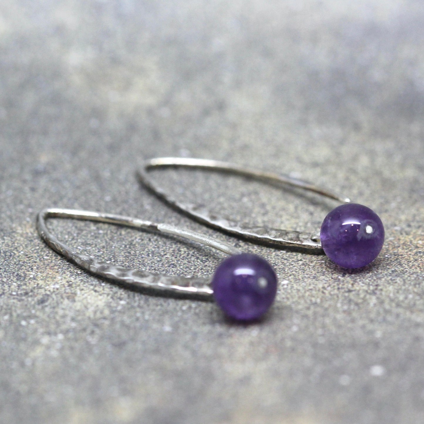 Sterling Silver and Amethyst Drop Earrings