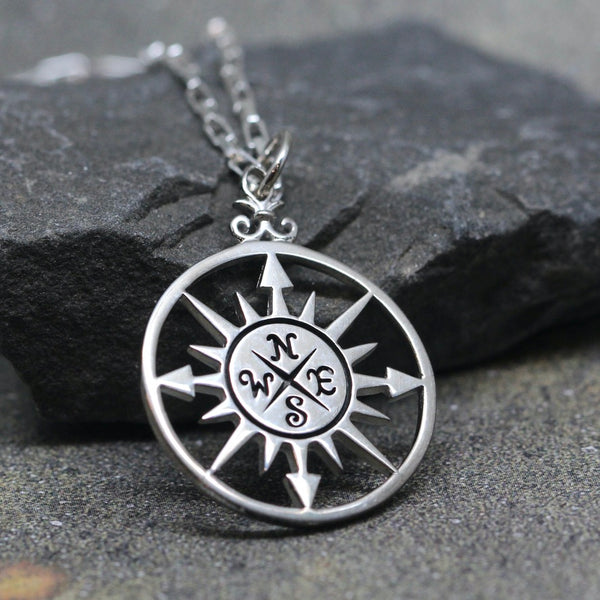 Compass Rose Sterling Silver Necklace