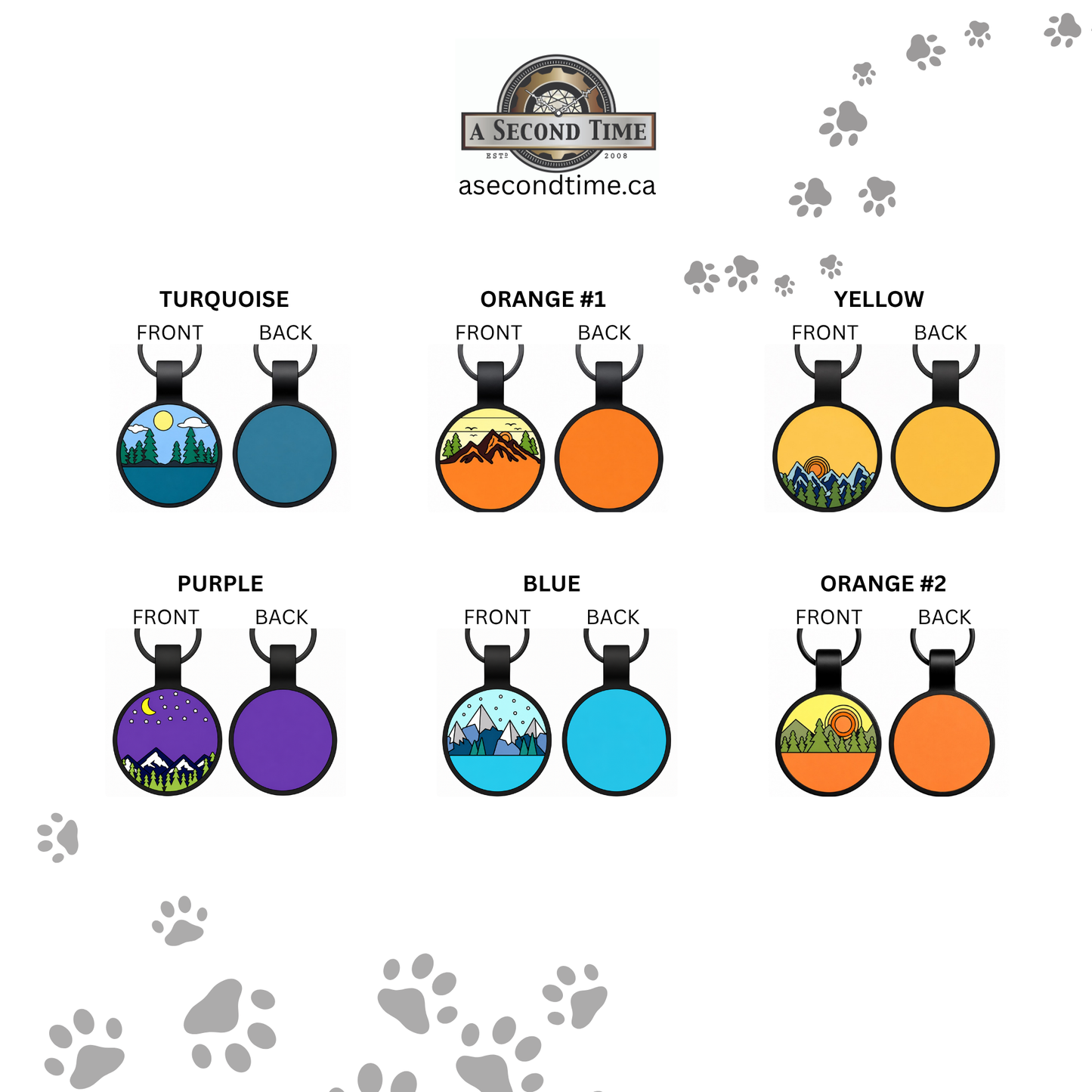 Mountain Life Collection - Silicone Pet ID Tags - Round Shape Silent Pet Tags