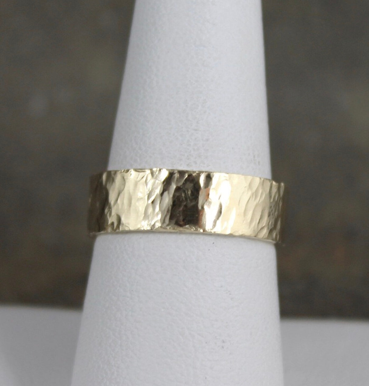 Hammered 6mm 14K Yellow Gold Wedding Band – Men’s or Ladies Wedding Rings