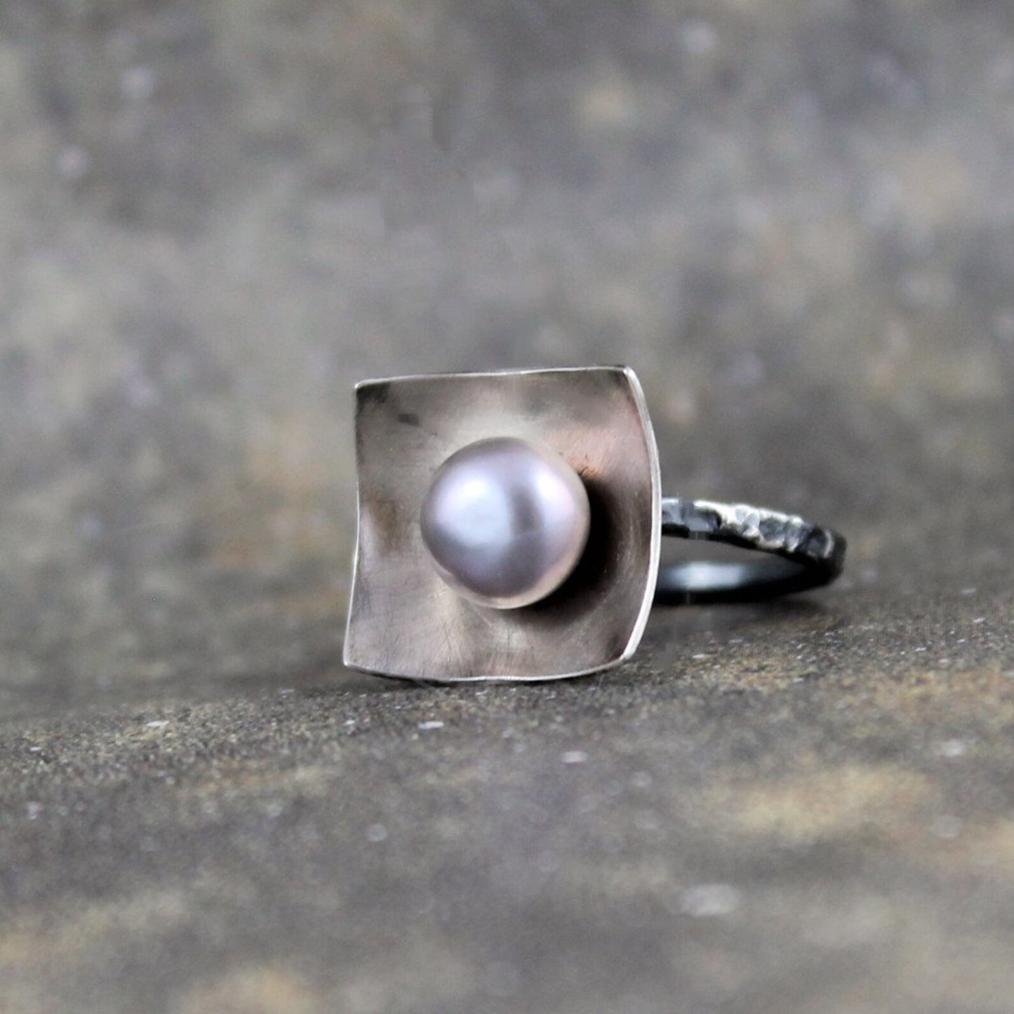 Misty Grey Pearl Statement Ring - Freshwater Pearl - June Birthstone Ring
